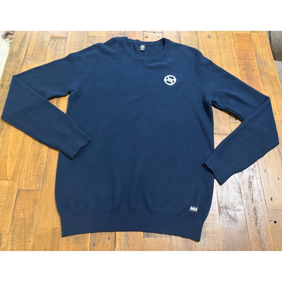 Helly Hansen Other - Helly Hansen Mens Navy Blue Organic Cotton Safe Harbor Helm Logo Sweater Large